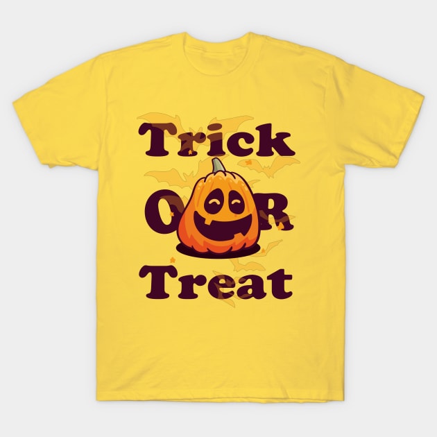 Funny Halloween Gift Trick or treat with scary pumpkin face for men and women T-Shirt by NaniMc